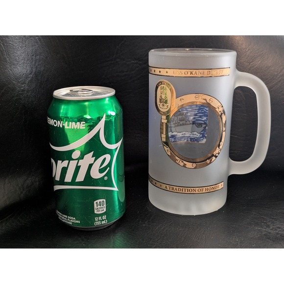 Unbranded Other - USS O'Kane DDG 77 Frosted Glass Beer Stein Navy Destroyer Mug Gold Trim 6in